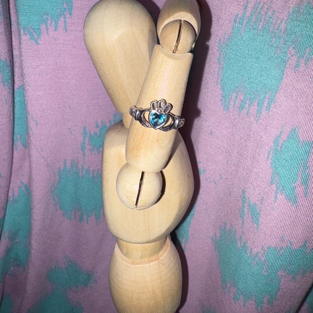 Silver and Blue Heart Ring